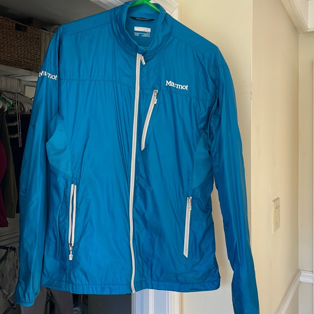 Marmot blue size large lined wind breaker